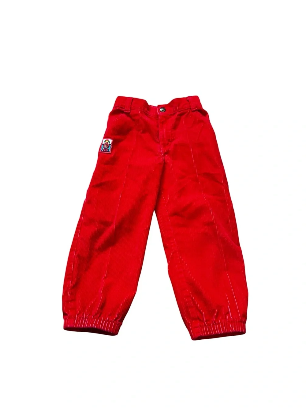 Vintage Oshkosh B’Gosh Red Corduroy Pants Train Patch 80s 90s Retro Size 3T